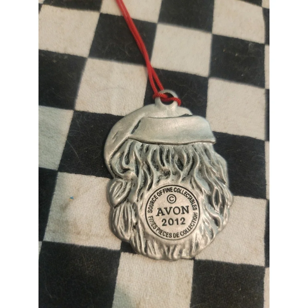 Avon Santa Face Christmas Ornament –‎ 2012 – Pewter Tone